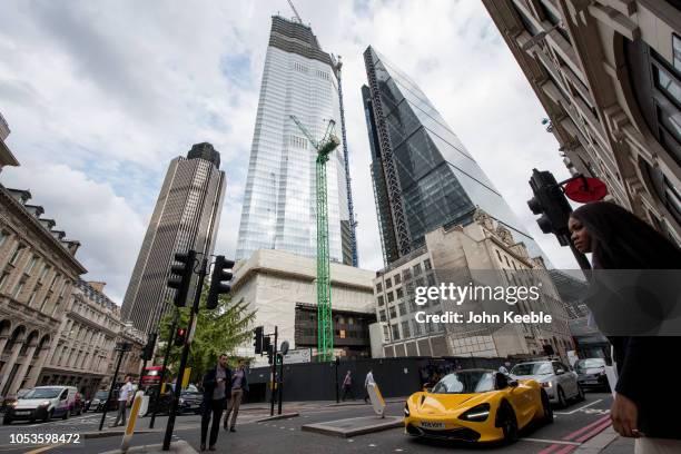 General view of Tower 42 , 22 Bishopsgate under construction and The Leadenhall Building, 122 Leadenhall Street also known as the Cheese grater as a...