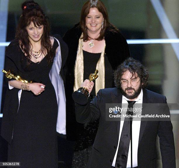 Fran Walsh, Philippa Boyens and Peter Jackson, winners for Best Adapted Screenplay for "The Lord of the Rings: The Return of the King"