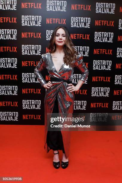 Camila Sodi poses at the red carpet of the Netflix series 'Distrito Salvaje' premiere on October 10, 2018 in Bogota, Colombia.