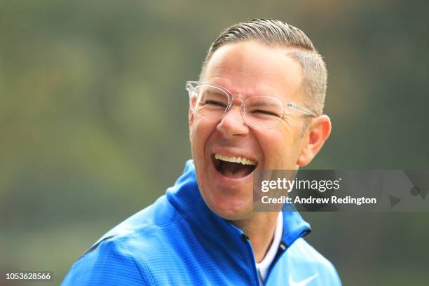 Swing coach Sean Foley looks on during the second round of the WGC - HSBC Champions at Sheshan International Golf Club on October 26, 2018 in...