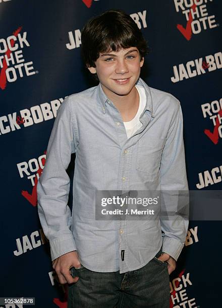 Logan Lerman during The WB Network's "Jack and Bobby" Rock the Vote Party - Arrivals at Warner Bros. Studios in Burbank, California, United States.