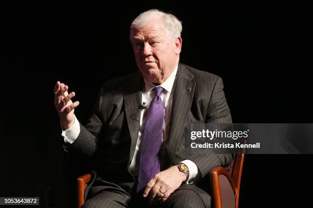 Former Governor Haley Barbour speaks at "On The Fault Lines: Decision 2018" Midterm Election Panel on October 25, 2018 in New York City.