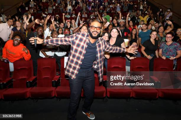 Writer/Director Tyler Perry poses with a fan at a special screening of 'Nobody's Fool' at AMC Sunset Place on October 25, 2018 in Miami, Florida.