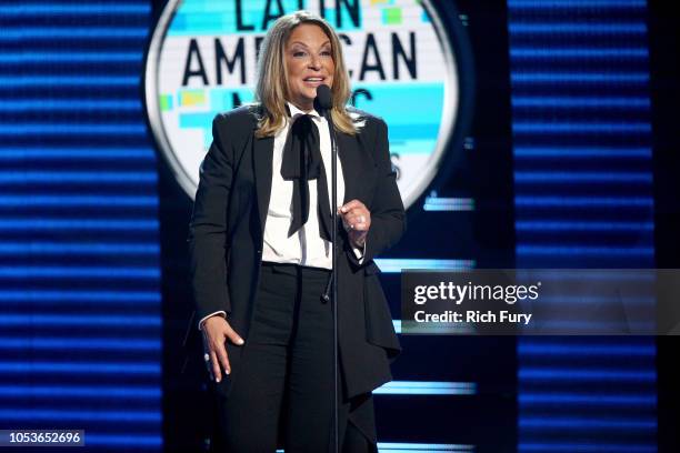 Dr. Ana Maria Polo speaks onstage during the 2018 Latin American Music Awards at Dolby Theatre on October 25, 2018 in Hollywood, California.