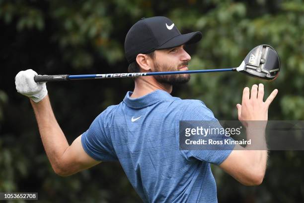 Kyle Stanley of the United States plays his shot from the eighth tee during the second round of the WGC - HSBC Champions at Sheshan International...