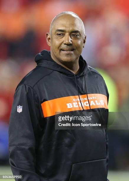 Cincinnati Bengals head coach Marvin Lewis before a week 7 NFL game between the Cincinnati Bengals and Kansas City Chiefs on October 21, 2018 at...