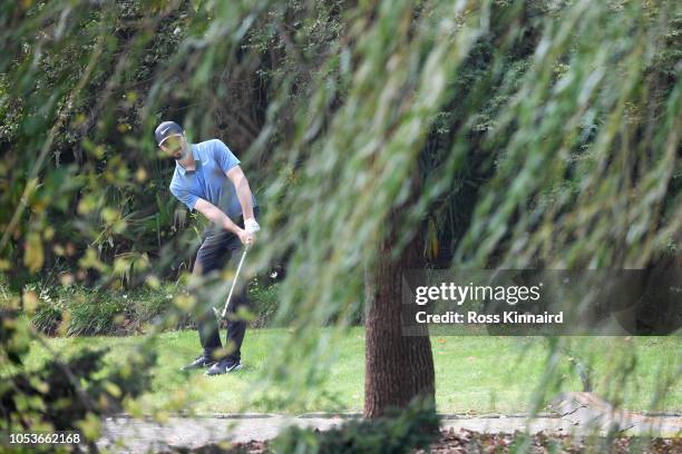 Kyle Stanley of the United States plays his third shot on the eighth hole during the second round of the WGC - HSBC Champions at Sheshan...