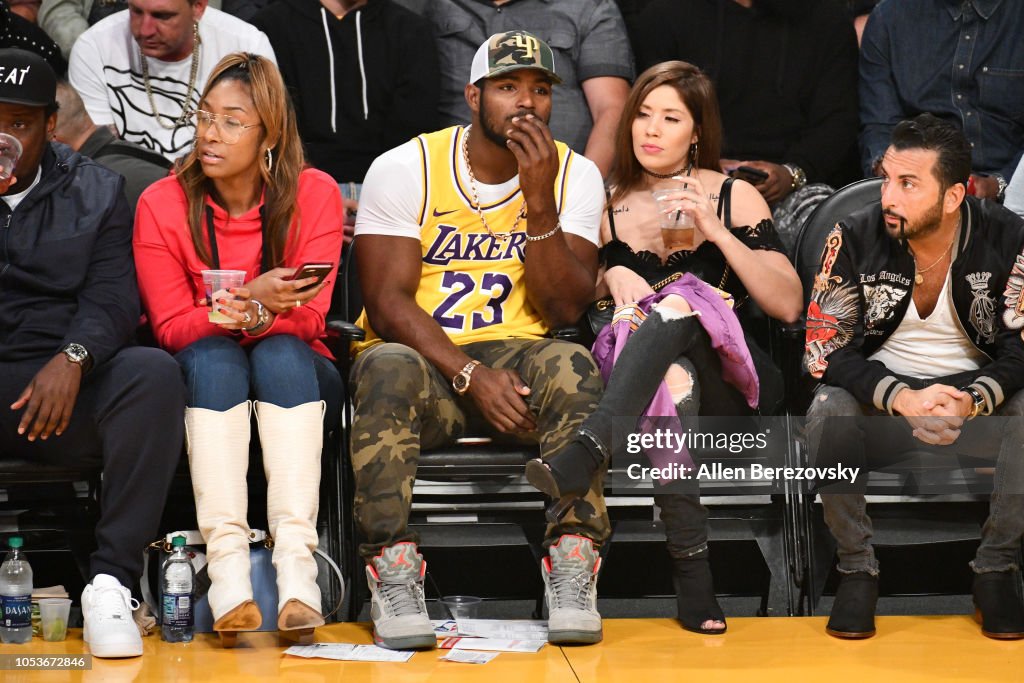 Celebrities At The Los Angeles Lakers Game