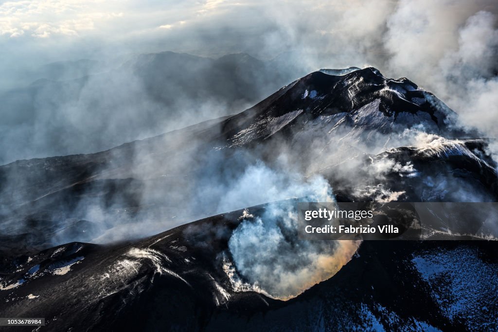 Aerial Views Of Volcano Mount Etna