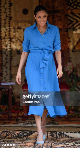 Meghan, Duchess of Sussex attends the unveiling of The Queen's Commonwealth Canopy at Tupou College on October 26, 2018 in Nuku'alofa, Tonga. The...