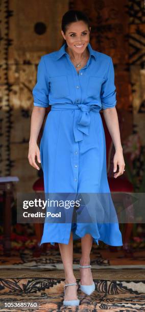 Meghan, Duchess of Sussex attends the unveiling of The Queen's Commonwealth Canopy at Tupou College on October 26, 2018 in Nuku'alofa, Tonga. The...