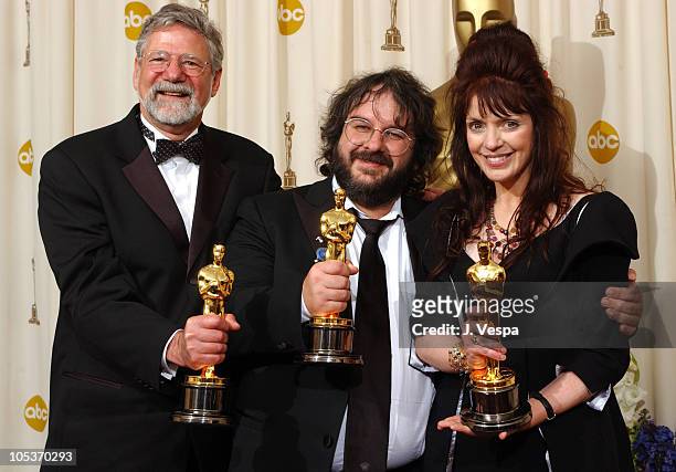 Barrie M. Osborne, Peter Jackson and Fran Walsh, winners of Best Picture for "The Lord of the Rings: The Return of the King"