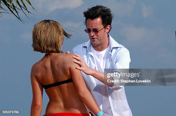 Matthew Perry doing body signing at TRL during MTV Spring Break 2004 in Cancun, Mexico - Day 1 at "The City", Cancun in Cancun, Mexico.