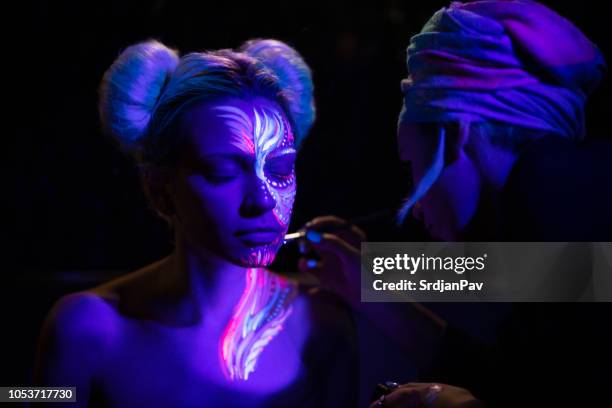 all dolled up and ready for the party - face paint stock pictures, royalty-free photos & images