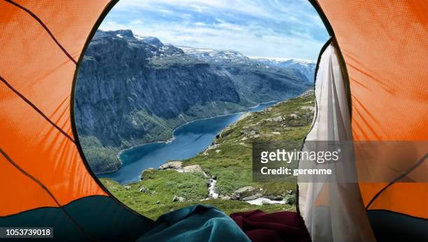 camping on mountains - looking at view stock pictures, royalty-free photos & images