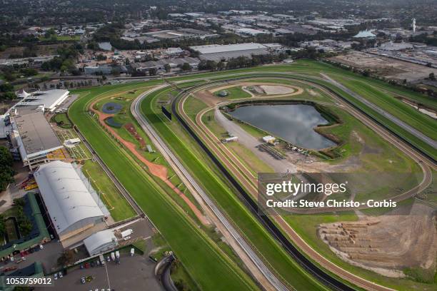 Aerial view of Rosehill Racecourse on November 13, 2017 in Sydney, Australia.