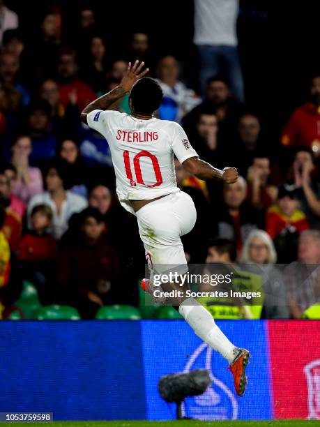 Raheem Sterling of England during the UEFA Nations league match between Spain v England at the Estadio Benito Villamarin on October 15, 2018 in...