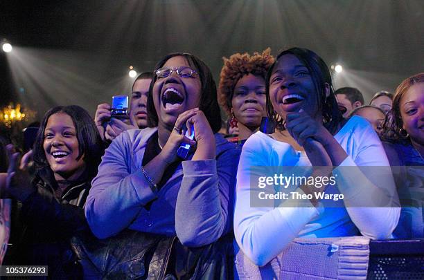 Fans during AOL Celebrates Usher's Album Release with AOL Music Broadband Rocks Concert at Webster Hall in New York City, New York, United States.