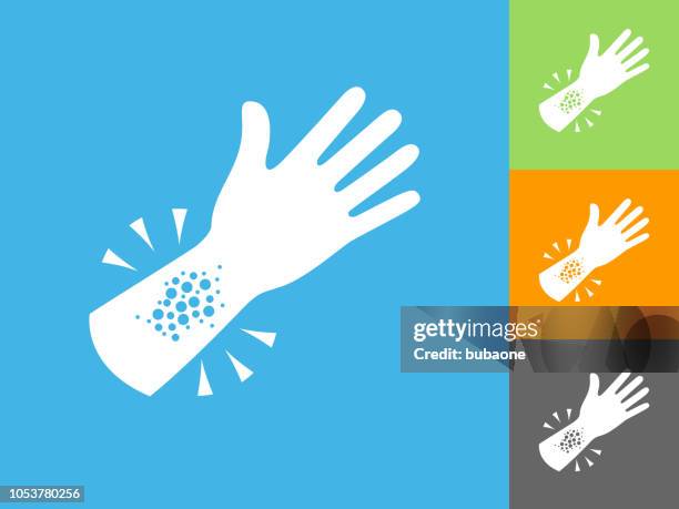 allergy reaction flat icon on blue background - skin problem stock illustrations