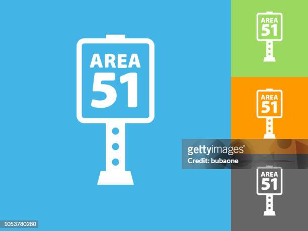 illustrations, cliparts, dessins animés et icônes de signe de la zone 51 icône plate sur fond bleu - area 51