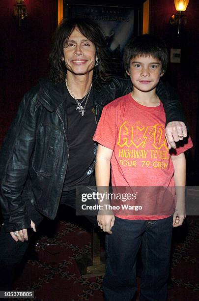 Steven Tyler and son Taj during "The Polar Express" New York City Premiere at Ziegfeld Theater in New York City, New York, United States.
