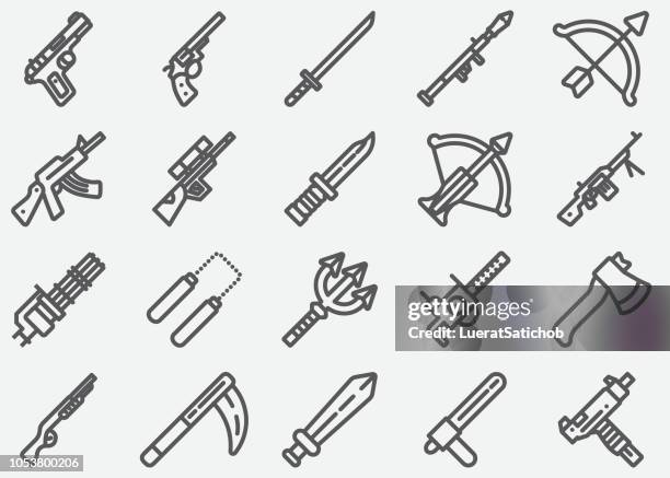 waffen-linie-icons - sichel stock-grafiken, -clipart, -cartoons und -symbole