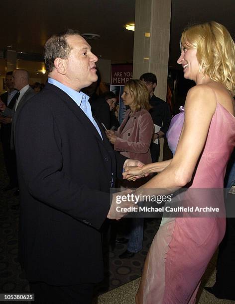 Harvey Weinstein of Miramax and Uma Thurman during "Kill Bill Vol. 2" World Premiere - Red Carpet at Arclight Cinerama Dome in Hollywood, California,...