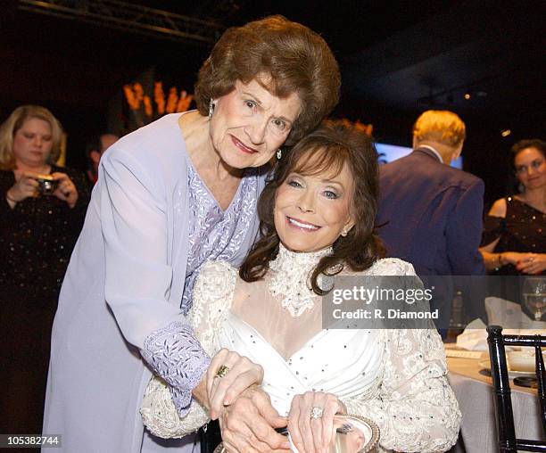 Kitty Wells and Loretta Lynn during 52nd Annual BMI Country Awards - Show at BMI in Nashville, Tennessee, United States.
