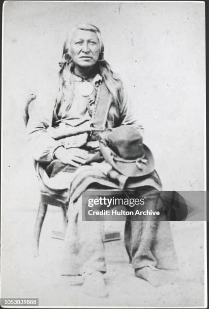Wash-e-kee, a Snake Native American chief of the Shoshone people, near Salt Lake City in Utah, 1860.