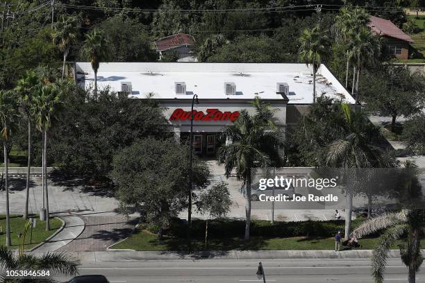 The AutoZone at 801 S. State Road 7 is seen where Cesar Sayoc, a 56-year-old man from Aventura, Florida was arrested in the possible connection with...