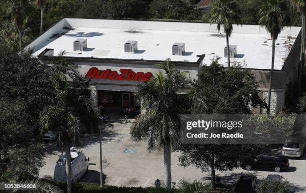 The AutoZone at 801 S. State Road 7 is seen where Cesar Sayoc, a 56-year-old man from Aventura, Florida was arrested in the possible connection with...