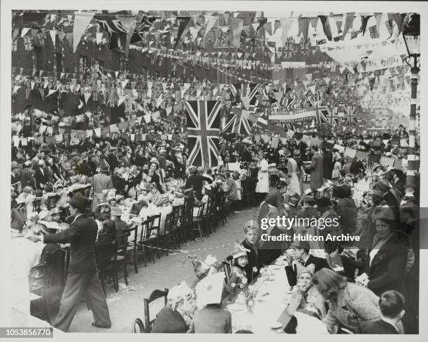 Princess Marie Louise Attends Coronation Street Tea Party, General view of the Street Tea Party in progress, Pentonville.