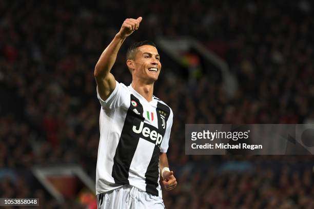 Cristiano Ronaldo of Juventus in action during the Group H match of the UEFA Champions League between Manchester United and Juventus at Old Trafford...