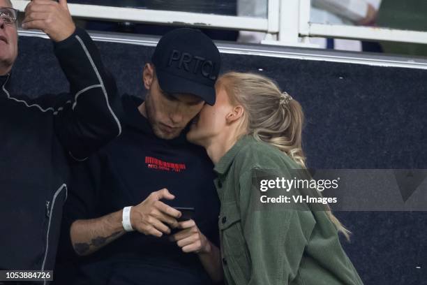 Nicky Romero, Nick Rotteveel, Girlfriend during the UEFA Champions League group E match between Ajax Amsterdam and SL Benfica at the Johan Cruijff...