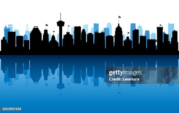 san antonio (all buildings are complete and moveable) - san antonio texas stock illustrations