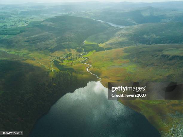 lough tay, co. wicklow, ireland. - mountain river stock pictures, royalty-free photos & images