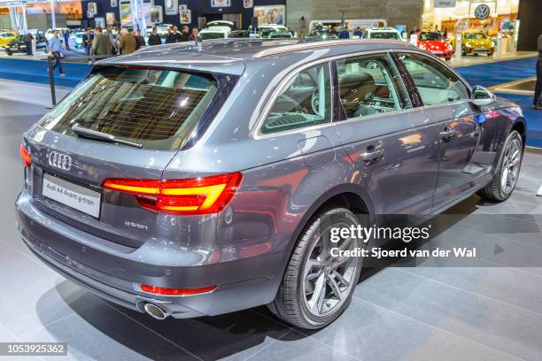 Audi A4 Avant g-tron station wagon on display at Brussels Expo on January 13, 2017 in Brussels, Belgium. The A4 Avant G-Tron is powered by a 2.0 TFSI...