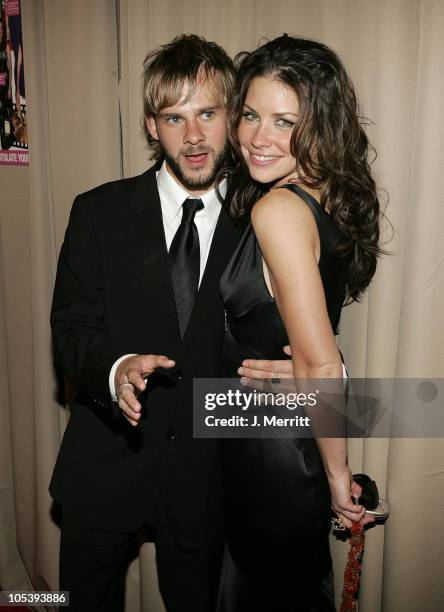 Dominic Monaghan and Evangeline Lilly during Glamour/Miramax Post Golden Globe Awards Party at Beverly Hills Hilton in Beverly Hills, California,...