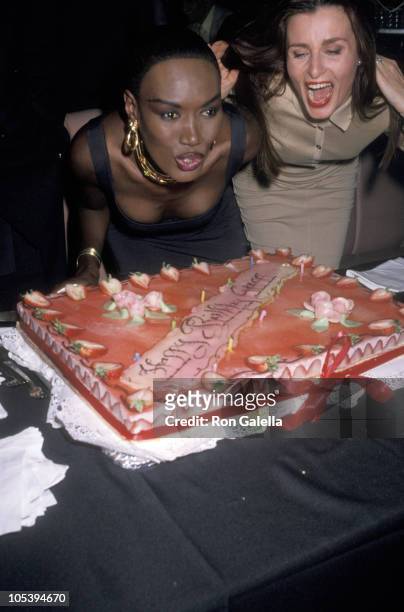 Grace Jones and guest during Grace Jones' 42nd Birthday Party- May 21, 1990 at Stringfellow's Nightclub in New York City, NY, United States.