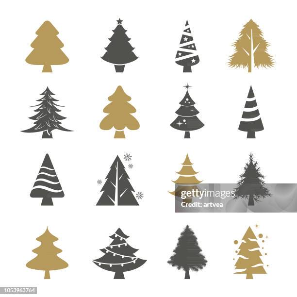weihnachtsbäume vektor-satz - weihnachtsbaum stock-grafiken, -clipart, -cartoons und -symbole