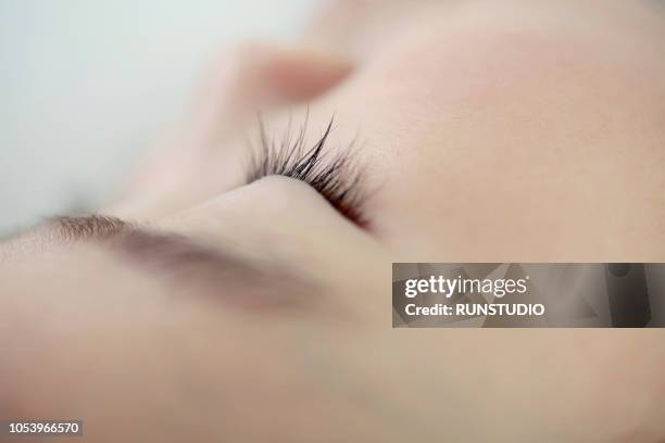 close-up of baby face - face eyes closed stock pictures, royalty-free photos & images