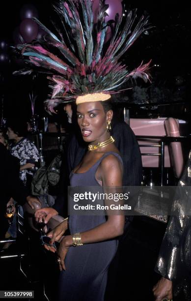 Grace Jones during Grace Jones' 42nd Birthday Party- May 21, 1990 at Stringfellow's Nightclub in New York City, NY, United States.