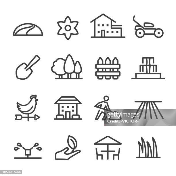 ilustrações de stock, clip art, desenhos animados e ícones de landscaping icons - line series - sprinkler