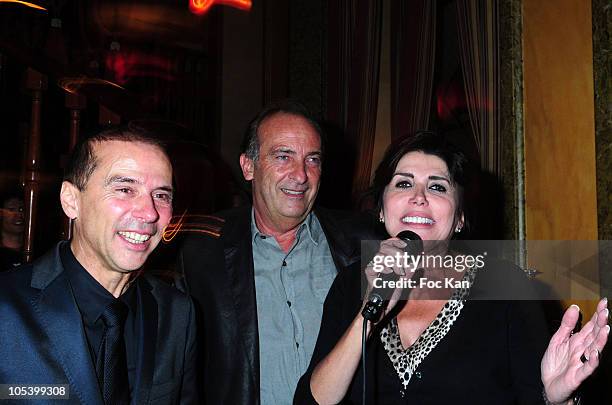 Artistic agent Patrick Goavec, comedian/imitator Yves Lecoq and singer Liane Foly attend the Patrick Goavec Birthday Party at the Berkeley Club on...