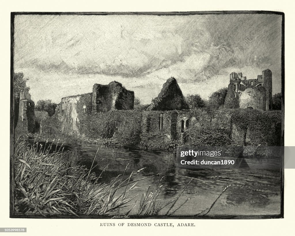 Ruins of Desmond Castle, Adare, County Limerick, Ireland, 19th Century