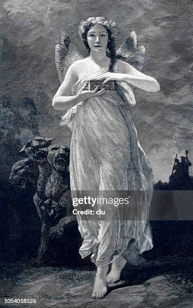 symbolic representation: psyche walking, barking dogs - bark stock illustrations