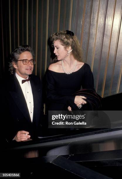 Michael Douglas and Wife Diandra Douglas during Premiere of "Rain Man" at Lowes Astor Plaza in New York City, New York, United States.