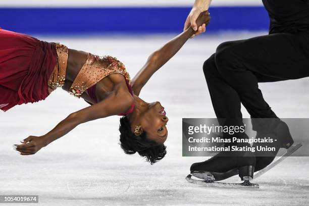 Vanessa James and Morgan Cipres of France compete on day 1 during the ISU Grand Prix of Figure Skating Skate Canada International at Place Bell on...
