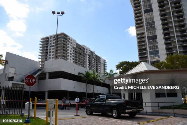 General view of the Clipper Apartment Building at Biscayne Cove, Florida, on October 26, 2018. - The building reportedly has been identified as the...