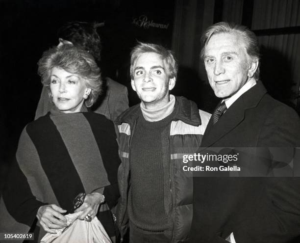 Anne Douglas, Eric Douglas, and Kirk Douglas during Celebrity Sightings at Regency Hotel - February 17, 1984 at Regency Hotel in New York City, New...